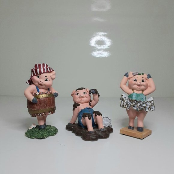 Lot of 3 Vintage 1996  'Piggettes' Figures by Artist Ellen Kamysz Hand Painted - Picture 1 of 4